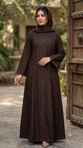 brown abaya. . open style