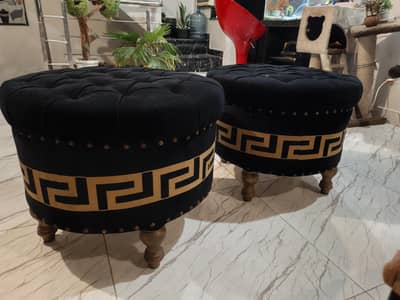 Premium Round Velvet Ottoman Stools