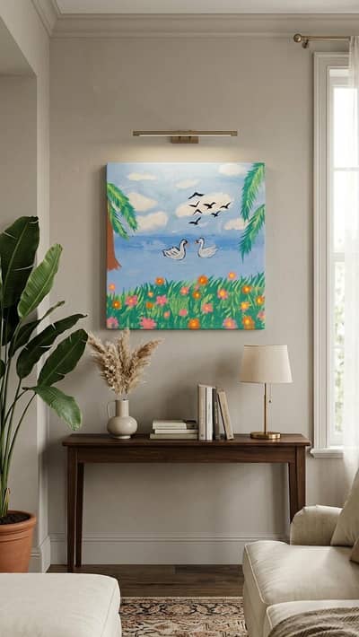 handmade canvas painting ready for home decor