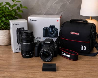 Canon EOS 200D DSLR + 2 Lenses (18-55mm & 75-300mm) + Full Accessories