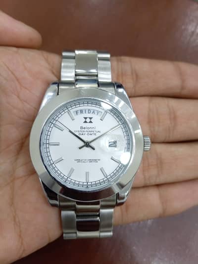 day date stainless steel watch