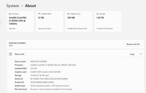 Lenovo laptop 1.5 TB SSD & 12 GB