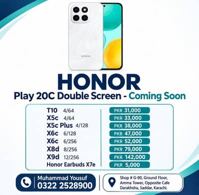 Honor Play 20C, T10, X5c Plus, X6c, X8d, X9d