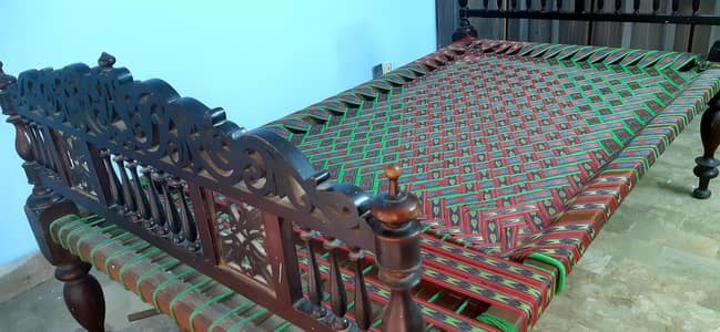 Old Styled Wodden Charpai / Strong wood Single Bed / Single Charpai