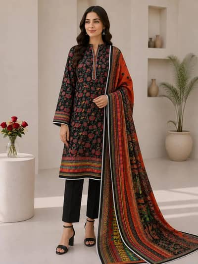 Women 3 Piece Lawn Suit 90/70 - Unstitched Summer Collection - New