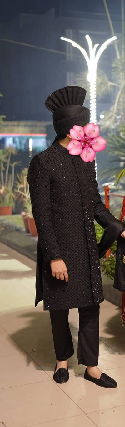 Souhaib Owais Designer Black Groom Sherwani – Complete Wedding Set