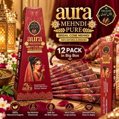 Aura Mehndi Organic & Bridal Cones – Pack of 12