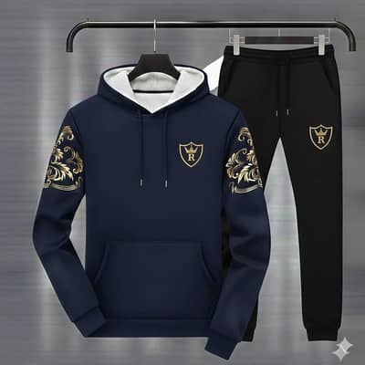 Men's Winter Fleece Tracksuit - Navy Blue - Warm & Stylish - Talagang