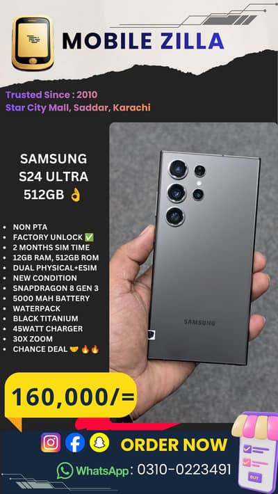 Samsung S24 Ultra 512GB,WaterPack Original USA, Black Taitanium