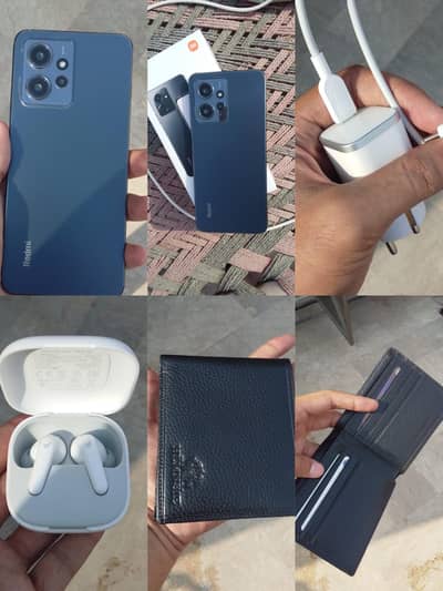 Redmi note 12 + N60i Airbuds + Chargers + Wallet