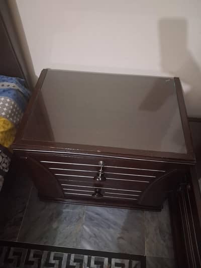 Bed with side tables, Dressing, mattress