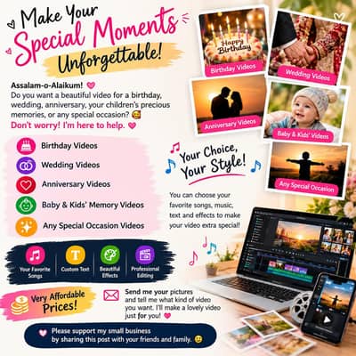 Birthday and other video maker. just RS 200 for starting.