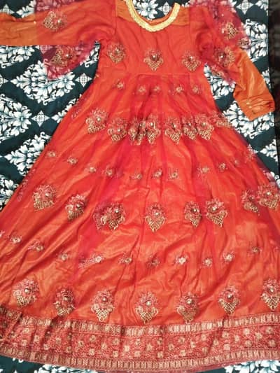 Elegant Red Orange Embroidered Pakistani Party Wear Suit with Dupatta
