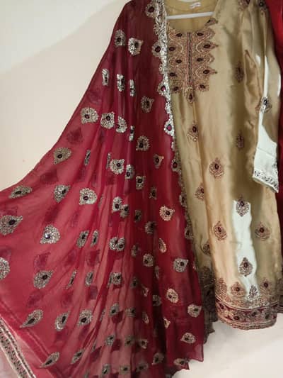 Embroidered 3-Piece Suit with Trouser and Dupatta
