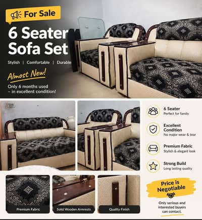 Beautiful 6 Seater Family Sofa Set for Sale