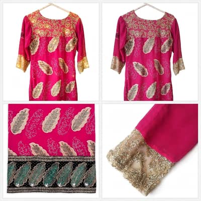 Shocking Pink Party Wear Shirt - Medium Size - Like New