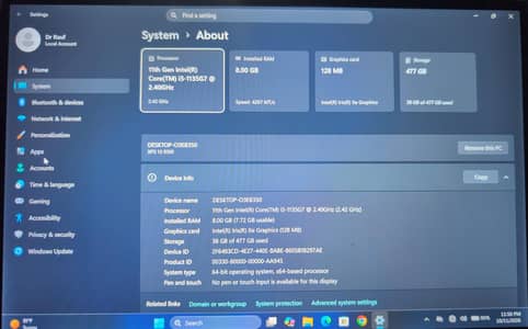 Dell XPS (11th Gen Intel(R) Core(TM) i5-1135G7 @ 2.40GHz (2.42 GHz)