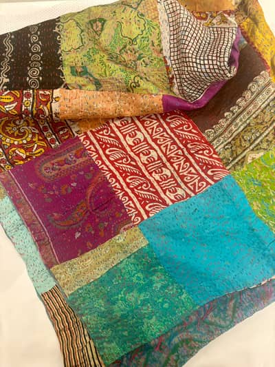 Hand-made Patchwork Silk Shawl from Tharparkar Sind