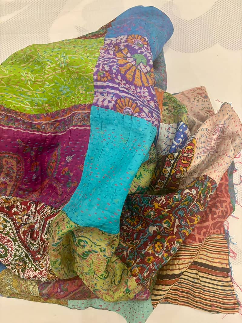 Hand-made Patchwork Silk Shawl from Tharparkar Sind 2