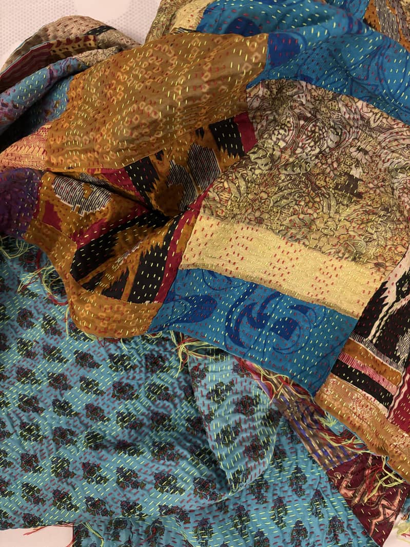 Hand-made Patchwork Silk Shawl from Tharparkar Sind 5