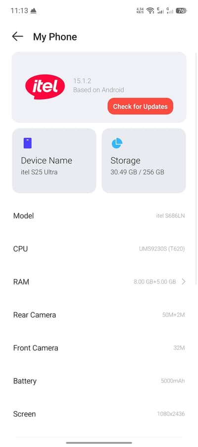 Itel S25 Ultra num 03154677988