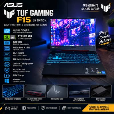 ASUS TUF Gaming F15 i5 12th Gen | RTX 3050 4GB | 16GB RAM | 512GB SSD