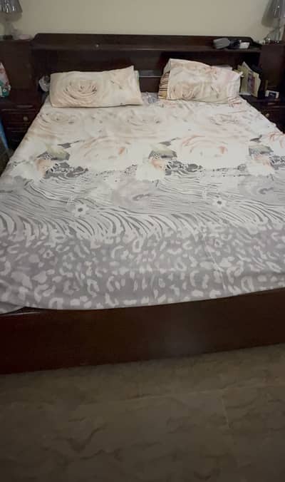 Double Bed for Sale with side Table and Dressing Table