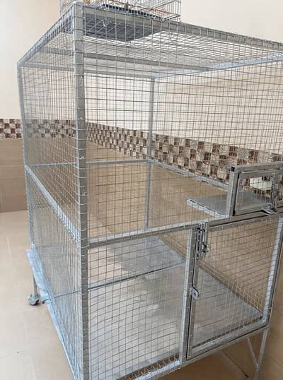 Heavy Duty Iron Cage with Wheels & Tray System – Brand New Condition