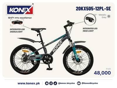 KONEX 20" Junior MTB Boys & Girls 20KX505-12PL-SE - New, Disc Brakes