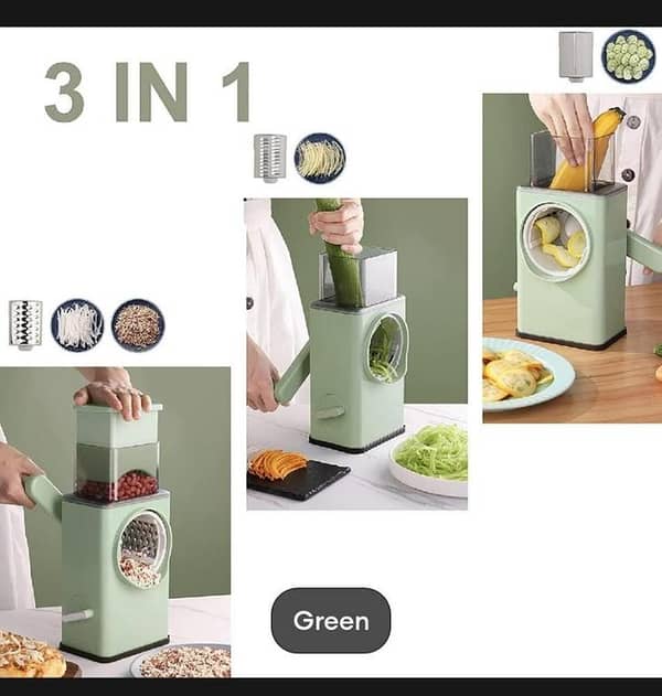 T  Multifunctional Tabletop Drum Cheese Grater, Rotary Drum Cutter and Slicer, 3 in 1 Manual Vegetable Cutter Slicer and Peeler, Fruit and Vegetable Cutter and Chopper, for Cucumber, Carrot, Potato and Cheese, Kitchen Accessories