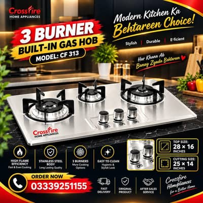3 burner gas stove crossfire autolgnition new model