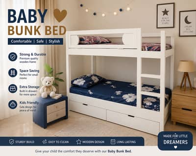 Baby Bunk Bed | Kids Double Decker Bed | Wooden Bunker Bed