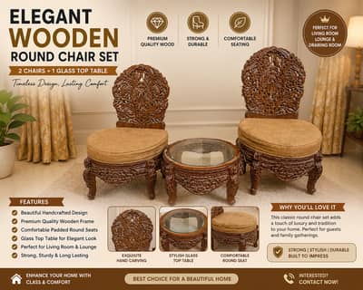 Wooden Chair Set, Antique Chairs, Round Sofa Chairs,