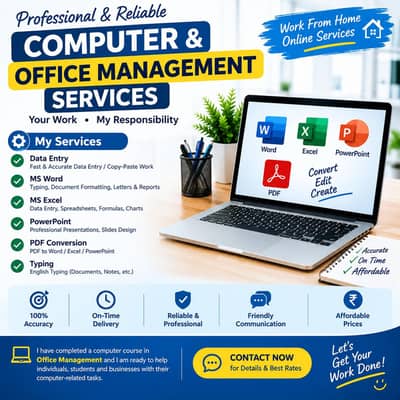Computer, Data Entry, MS Word, Excel & PDF Services