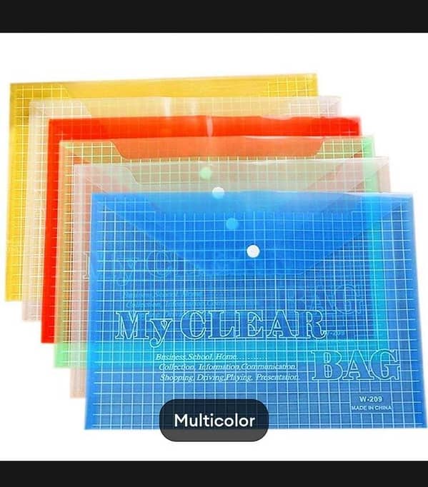 T   My Clear Bag Transparent Button File Bag Plastic Folder FS LEGAL SIZE (4 Pcs)