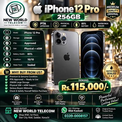 iPhone 12 Pro 256 GB | PTA Approved  | Physical + eSIM | Sealed