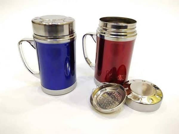 T  Multicolor Gentry Stainless Steel Coffee Tea Mug/ Cup with Lid– 420 ml Heated Portable Thermos with Cap for Travelers/ Office