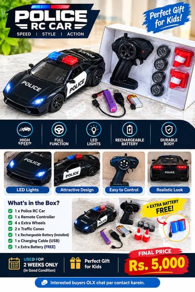 Police remote control car for kid Rc toy car with light and accessorie
