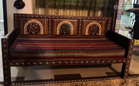 3 seater wooden sofa