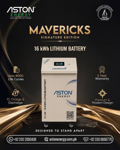 16 Kwh Lithium Battery | Aston Energy Mavericks Signature Edition