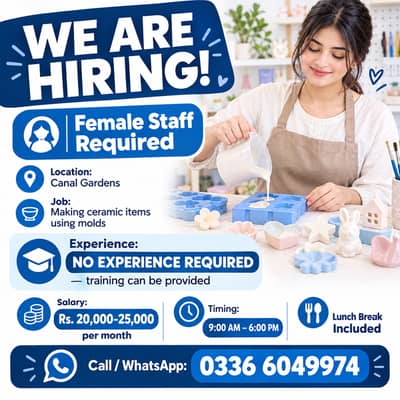Female Staff Required for Ceramic Craft Making - Canal Gardens