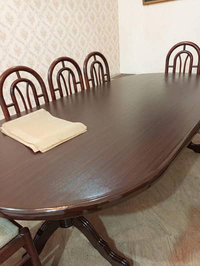 8 Seater Wooden Dinning Table set With Chairs-dark brown-nice conditi