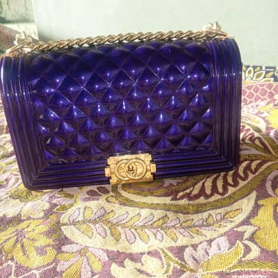 Premium Hong Kong Quilted Shoulder Bag with Gold Chain - Purple