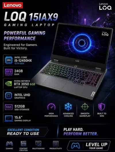 Lenovo LOQ 15IAX9 Gaming Laptop - Excellent Condition - Ready to Use*