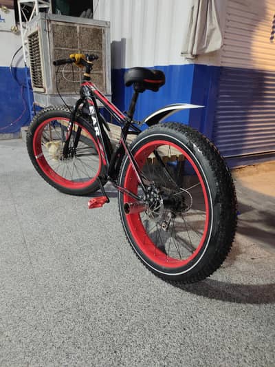 Black & Red Mountain Bicycle with Disc Brakes