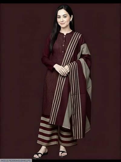 Beautiful Maroon Women’s Unstitched Suit – 3 Pcs