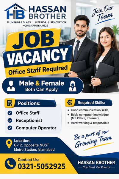 office staff required male and female