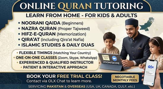 Online Quran Tutor & Islamic Studies Teacher for Kids & Adults