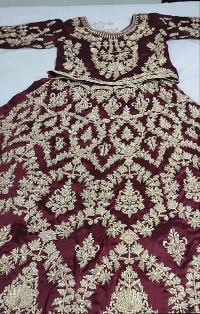 Deep maroon bridal lehnga