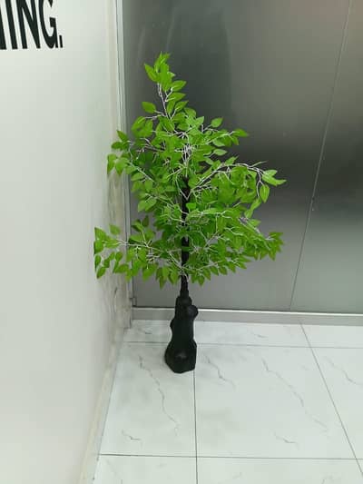 Artificial Green Decorative Tree with Black Base – Home & Office Déco